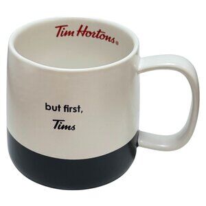 Tim Hortons Mug "but first Tims" White Ceramic Brand New 2025